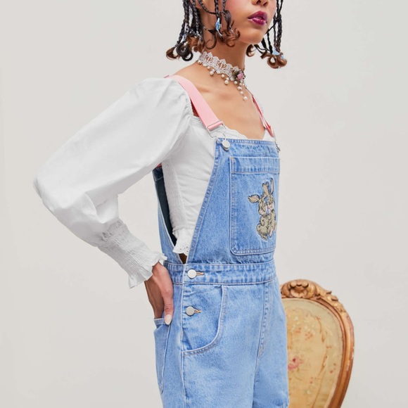 Cider Short Overalls with Bunny Motif - Picture 9 of 15